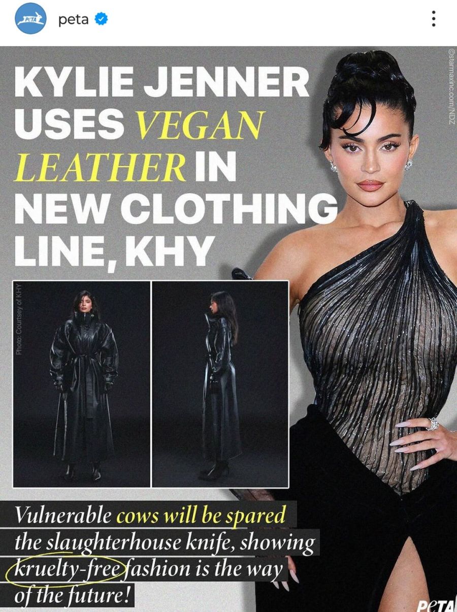 Khy, la firma de moda de Kylie Jenner, recibió el apoyo de PETA por su respeto a los animales