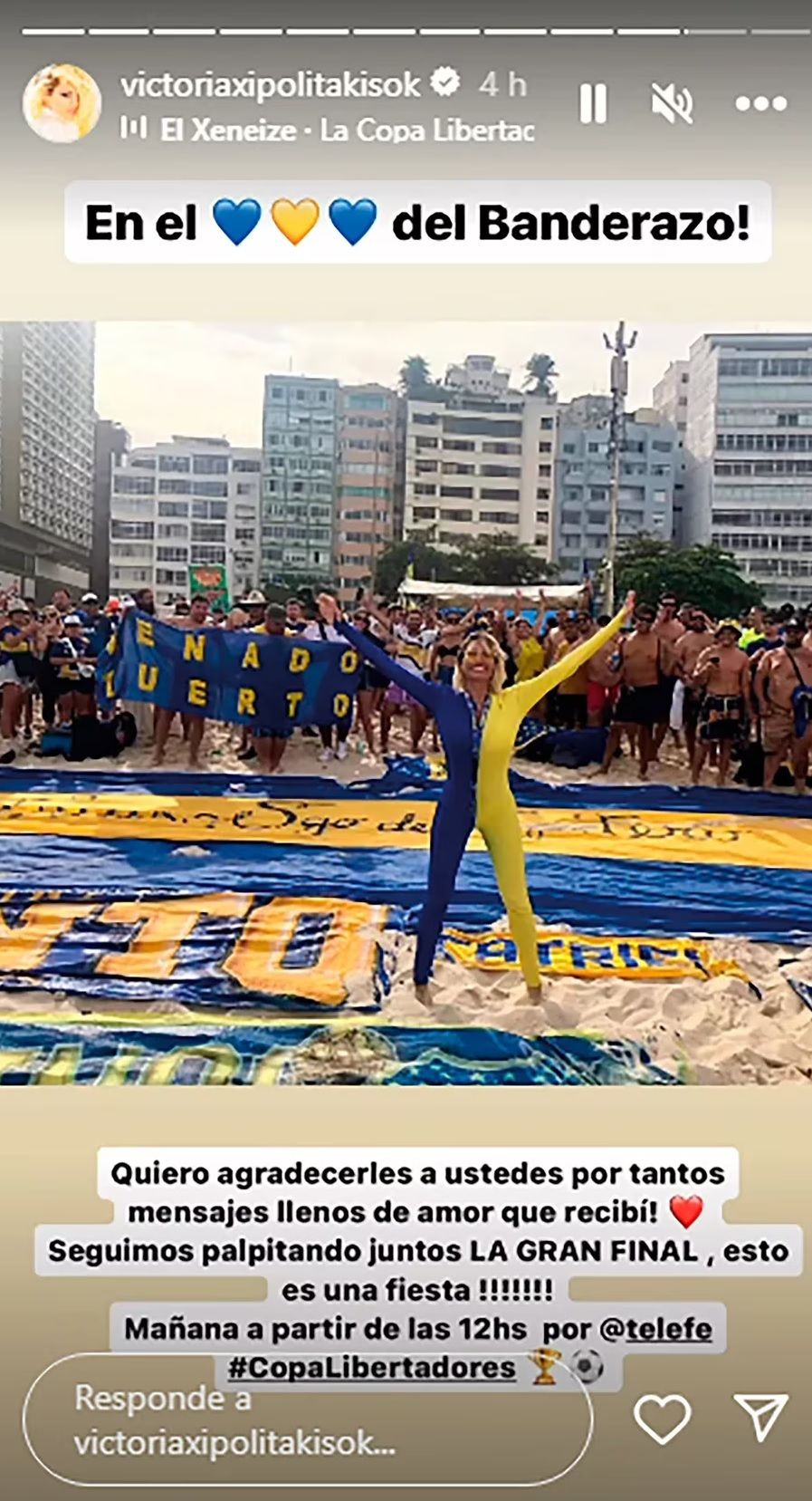 La felicidad de Vicky Xipolitakis por viajar a Río de Janeiro a la final de la Copa Libertadores 