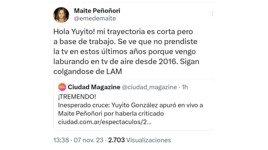 Maite Peñoñori contra Yuyito González