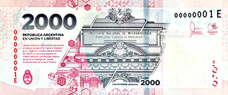 Nuevos billetes de 2.000 pesos con medidas de seguridad adicionales