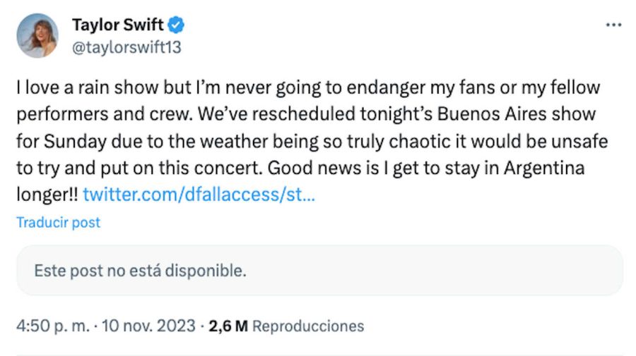 Taylor Swift Tweet 20231110