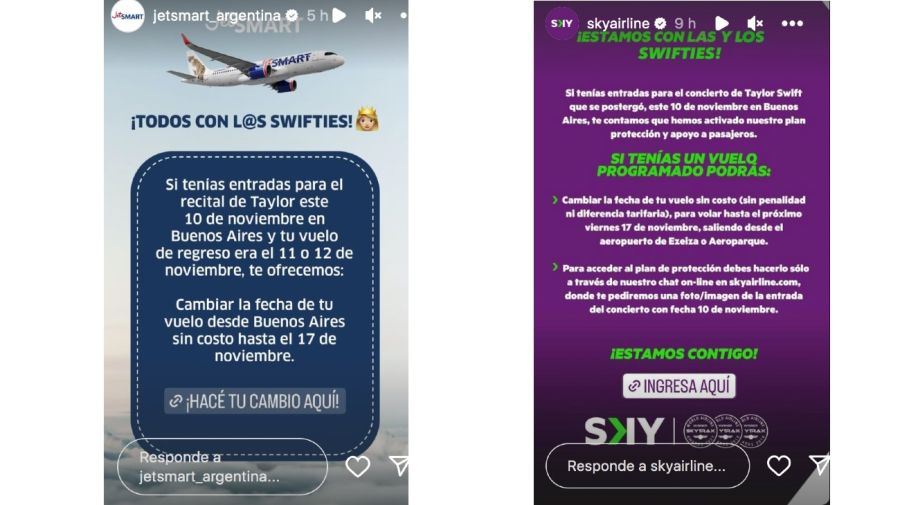 Taylor Swift: algunas aerolíneas ofrecieron ayuda a los swifties con inconvenientes por la cancelación del recital del viernes