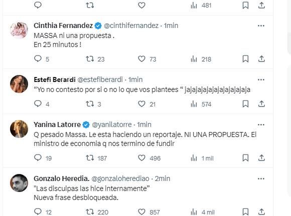 La reacción de los famosos al debate presidencial con Sergio Massa y Javier Milei