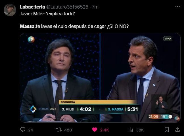 Los mejores memes del debate presidencial con Sergio Massa y Javier Milei 