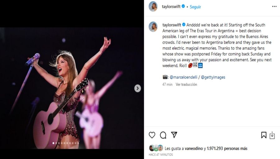 Taylor Swift habló de sus shows en la Argentina y destacó a sus fans