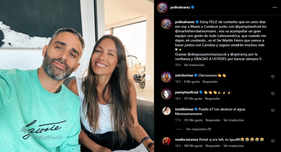 El Pollo Álvarez confirmó que conducirá el Martín Fierro Latino junto a Pampita