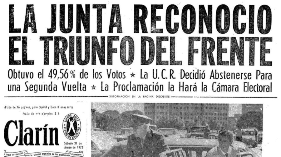 Balotaje 1973: el título de Clarín sobre la definición