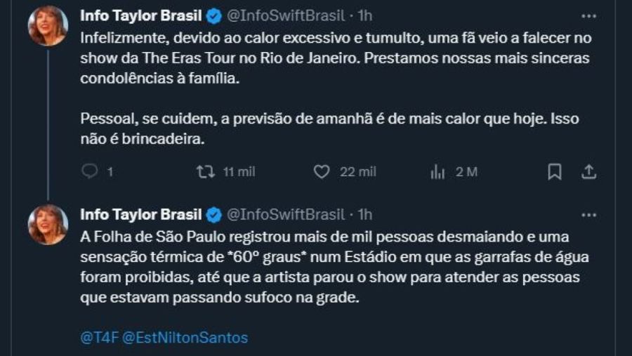 Muerte fan de Taylor Swift en Brasil