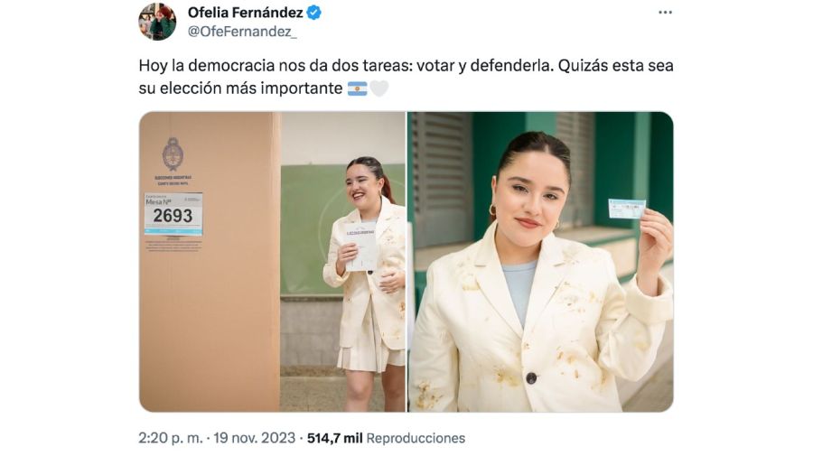 Ofelia Fernández votó en el balotaje 2023 y su outfit hizo estallar a la red: 