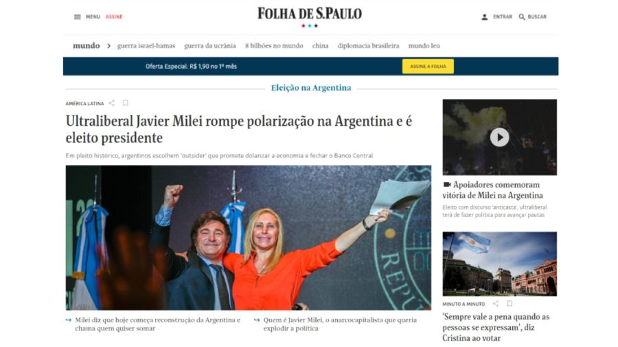 Triunfo de Javier Milei en la prensa internacional