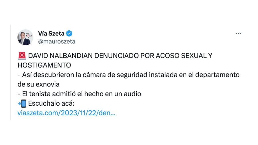 David Nalbandian fue denunciado por su expareja por abuso y hostigamiento