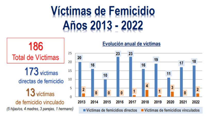 Femicidios en Córdoba, cantidad de femicidios por año