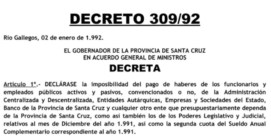 Decreto de Néstor Kirchner en la gobernación de Santa Cruz 20231128
