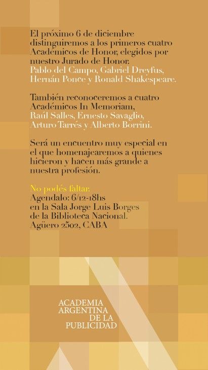 Invitación Academia Argentina de la Publicidad 2023
