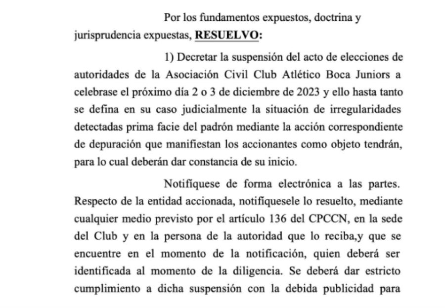 Suspenden las elecciones en Boca 20231128