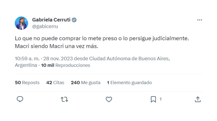 Tweet Gabriela Cerruti