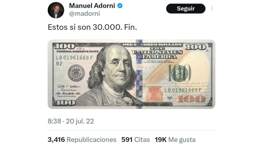 Tweet de Manuel Adorni 20231129