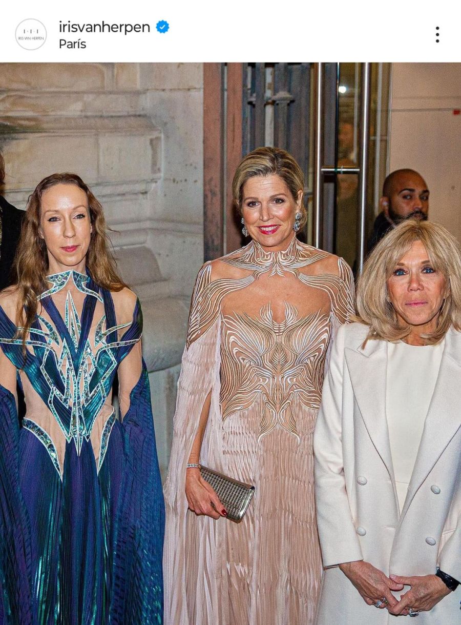 Máxima deslumbró en París con un vestido de transparencias de la diseñadora que vistió a Beyoncé en su gira