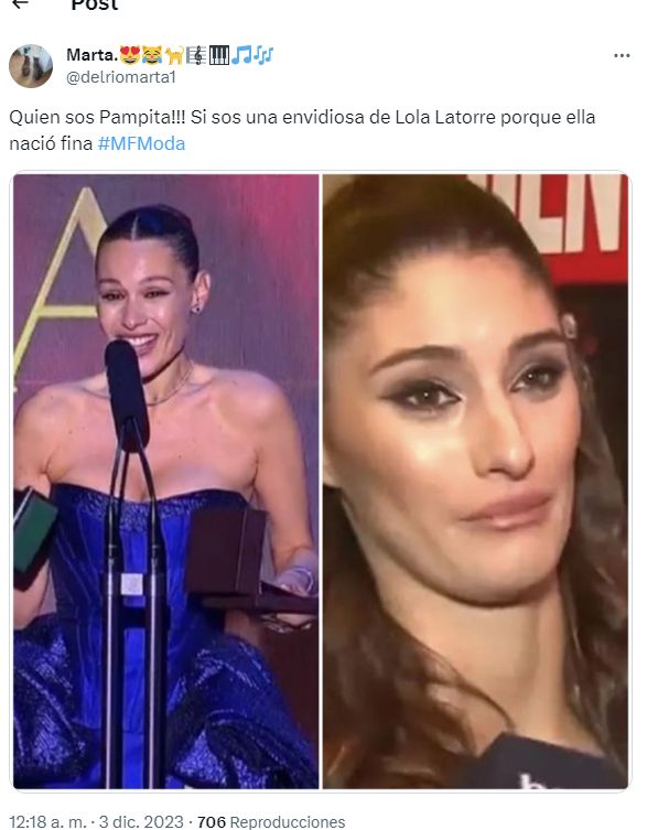 De Pampita a Benjamín Vicuña y Lola Latorre, los mejores memes tras los Martín Fierro de la Moda