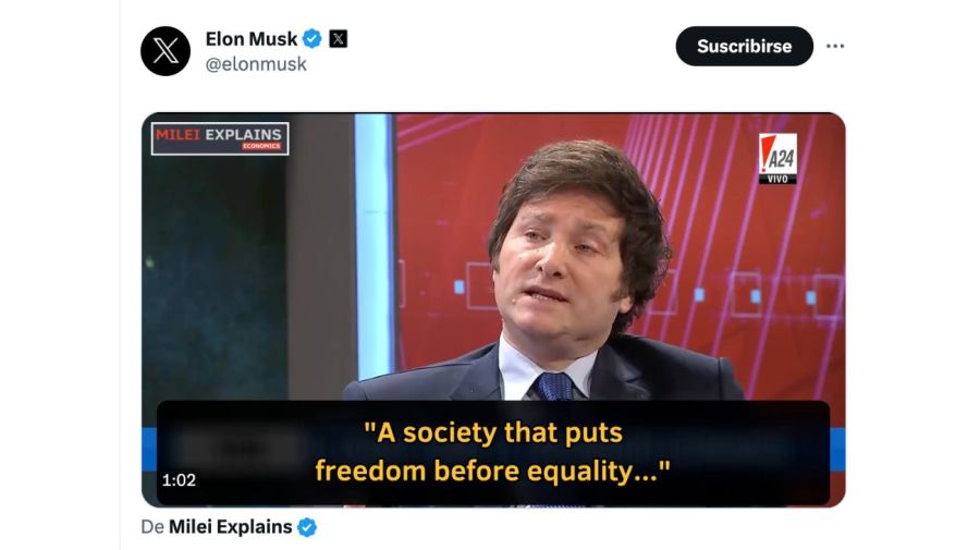 Elon Musk compartió en X una entrevista por TV a Javier Milei: las frases del presidente electo 