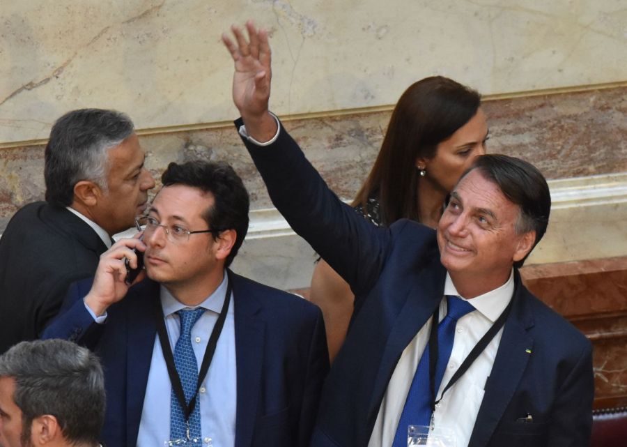 Jair Bolsonaro en la asunción de Javier Milei 
