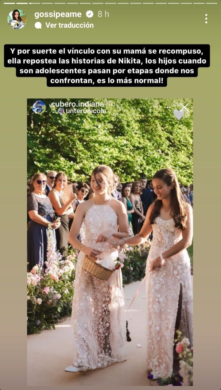 Indiana Cubero subió la foto más tierna en la boda de Nicole Neumann