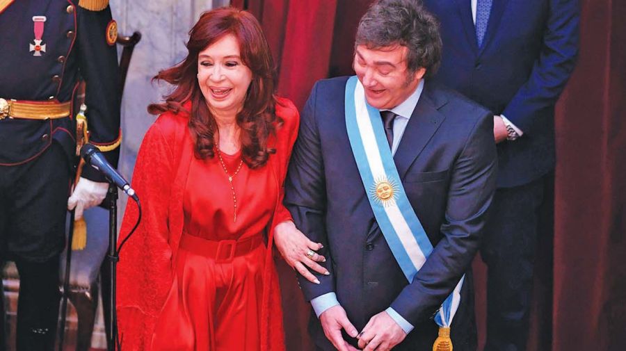 Cristina Fernández de Kirchner and Javier Milei, inauguration