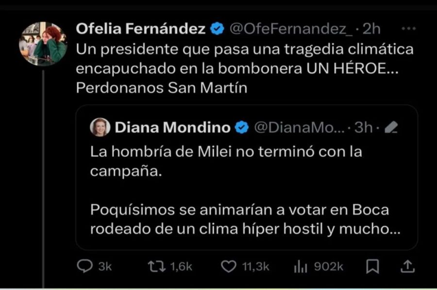 Tweet de Ofelia Fernándz
