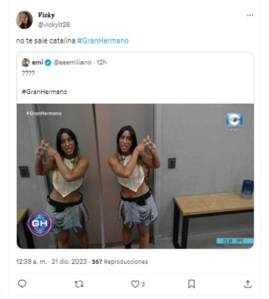 Catalina Gorostidi de Gran Hermano quiso imitar a Julieta Poggio y estallaron los memes