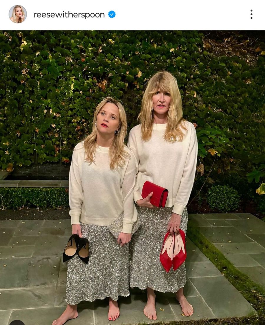 Reese Witherspoon y Laura Dern demuestran que son mejores amigas con matching outfits para celebrar Navidad