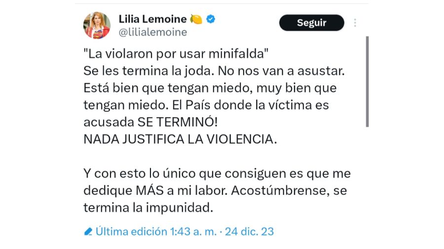Tweet de Lilia Lemoine