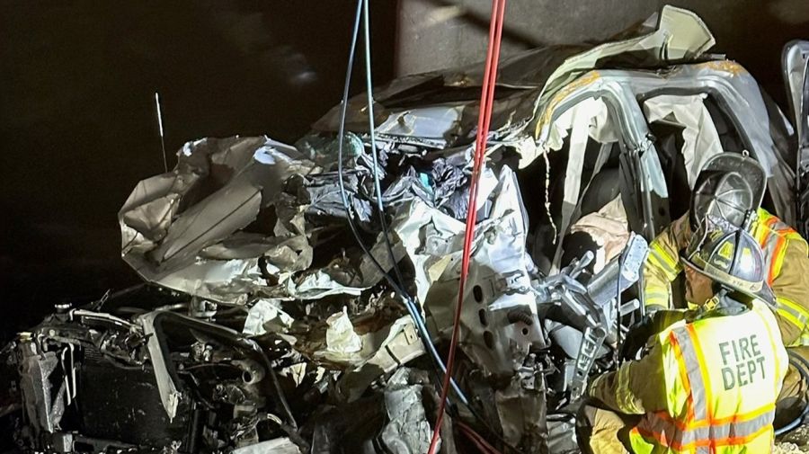 La camioneta de Matthew Reum tras el accidente
