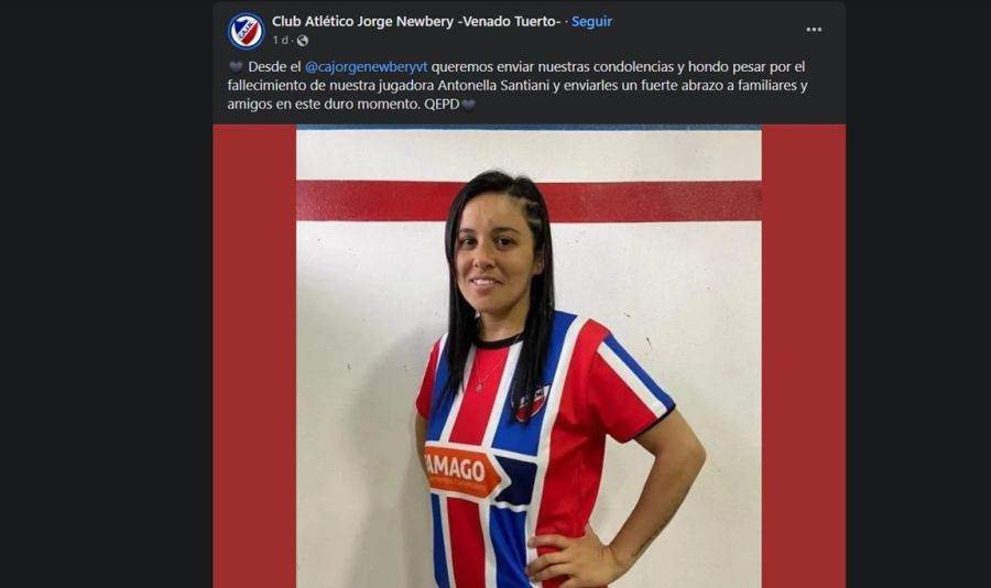 Antonella Santiani de 35 años falleció jugando al fútbol
