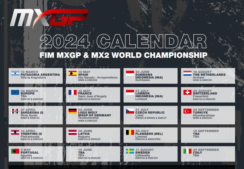 Calendario Motocross 2024