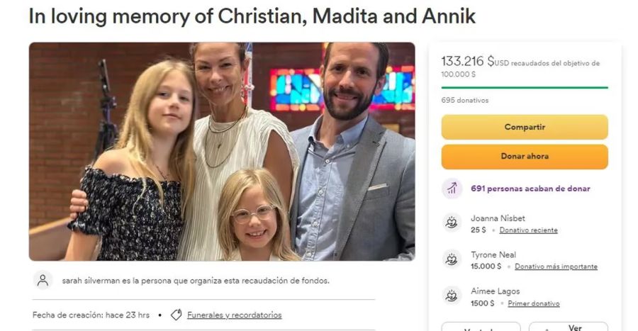Campaña de Jésica Klepser para recaudar fondos para repatriar los cuerpos de Christian Oliver y sus hijas