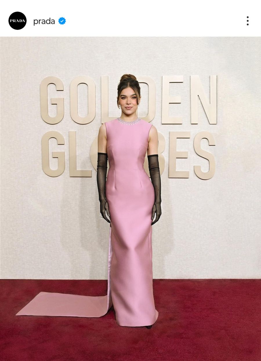 Golden Globes 2024: Hailee Steinfeld nos recuerda a Audrey Hepburn con un increíble diseño de Prada
