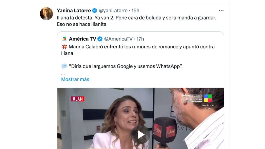 Yanina Latorre destruyó a Iliana Calabró por sus nuevos dichos sobre Marina: 