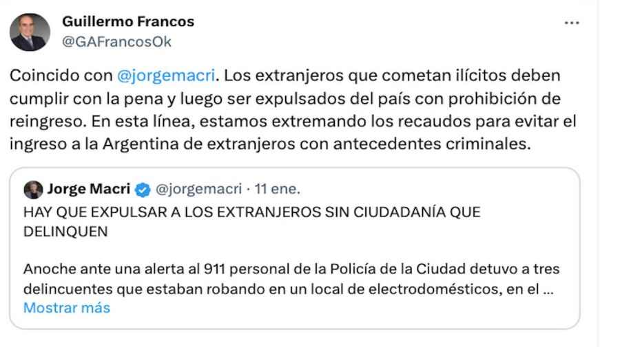 Guillermo Francos Tweet 20240112
