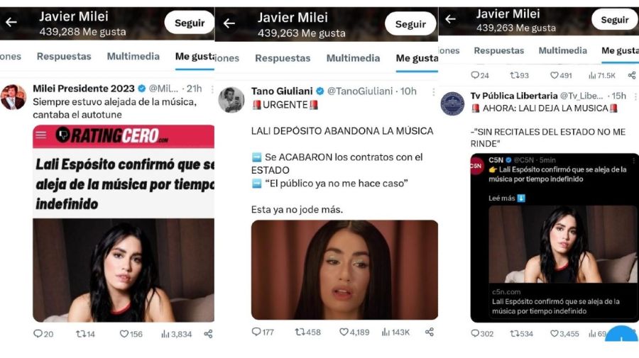 Javier Milei contra Lali Esposito