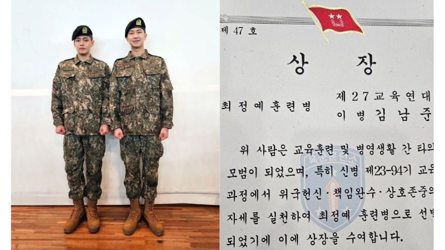 Kim Taehyung y RM en servicio militar