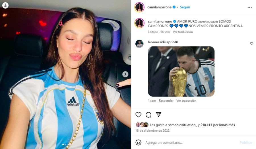Las pruebas que confirman que Camila Morrone se considera argentina
