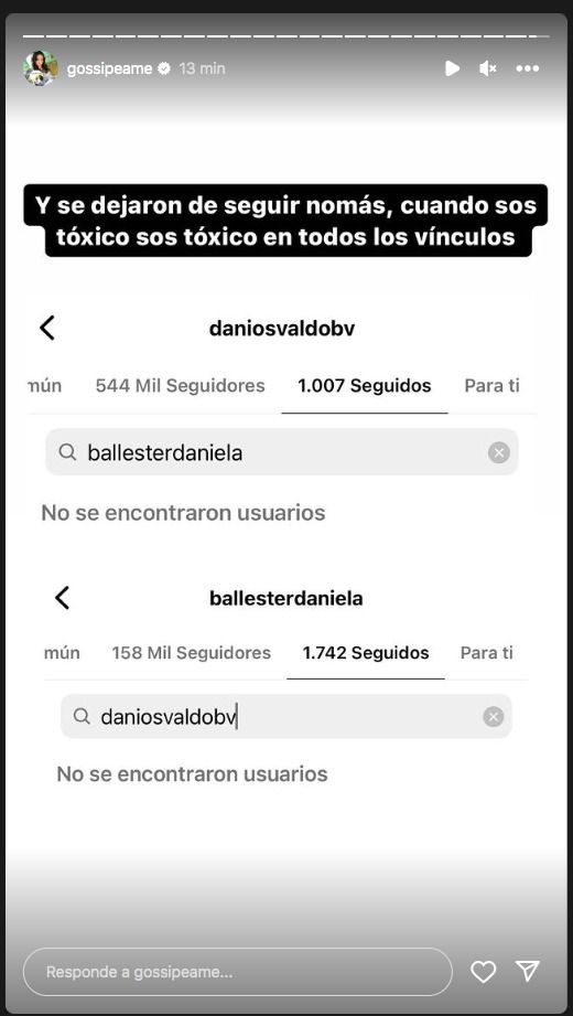 Daniela Osvaldo dejó de seguir a Daniela Ballester 