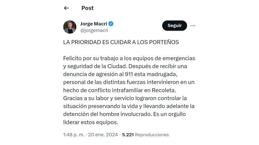 Tweet de Macri