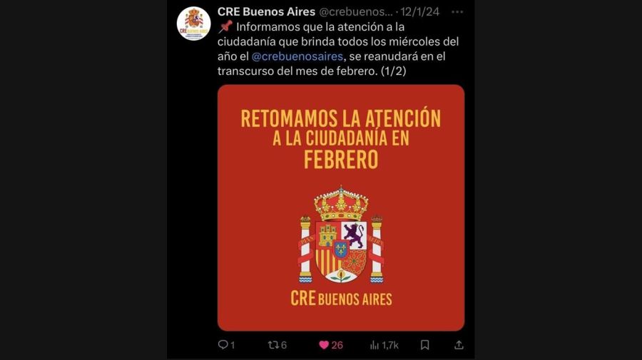 tweet del Consejo de Residentes Españoles en Buenos Aires.