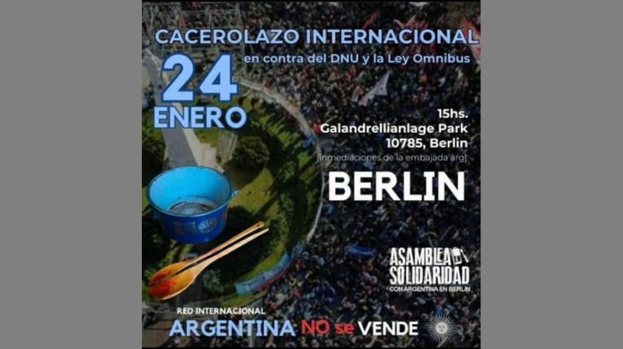Afiches de los apoyos internacionales al Paro del 24 de enero contra el DNU y ajuste del gobierno de Milei