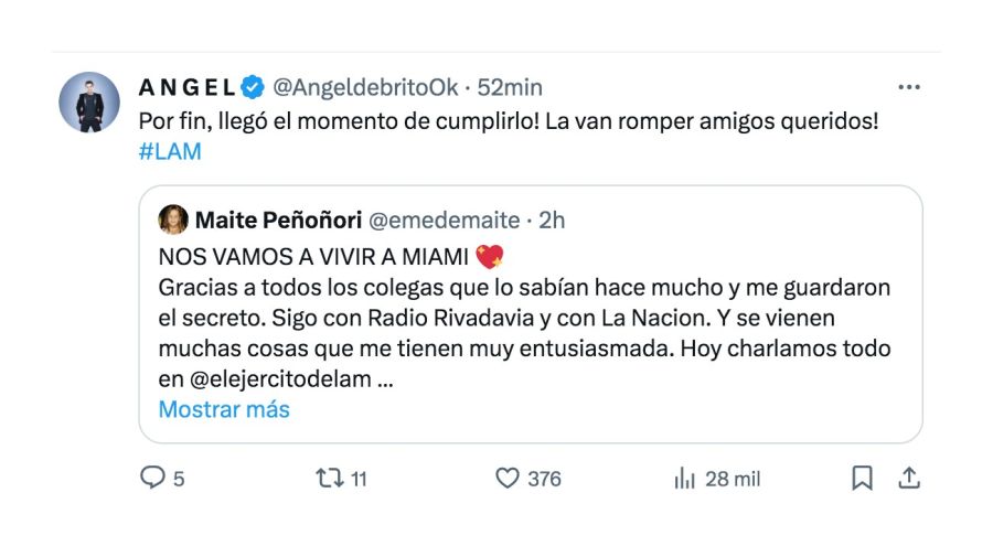 Ángel de Brito reaccionó a la renuncia de Maite Peñoñori a LAM: 