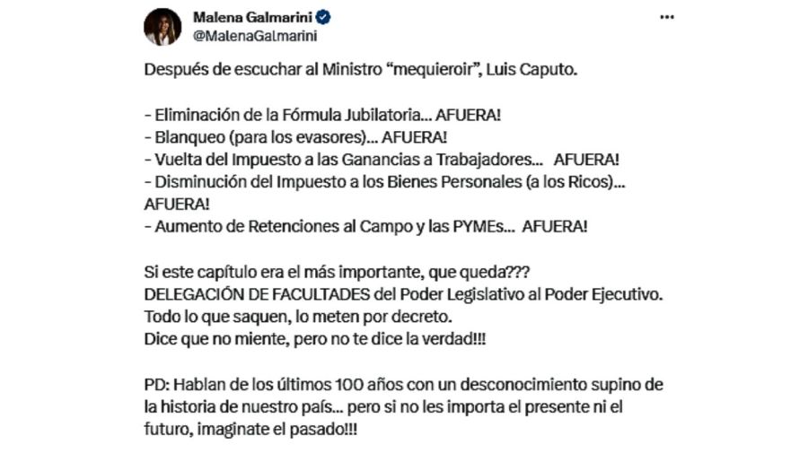 Reacciones de la oposición a los anuncios de Luis Caputo 20240126
