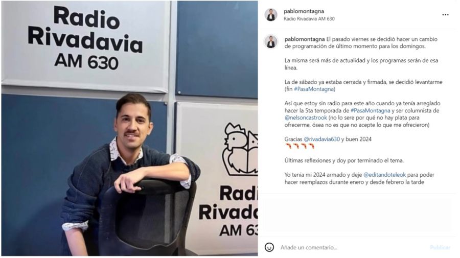 Echaron a Pablo Montagna de Radio Rivadavia