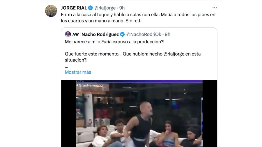 Jorge Rial reaccionó al tenso momento entre Furia, Santiago del Moro y la producción de Gran Hermano: 