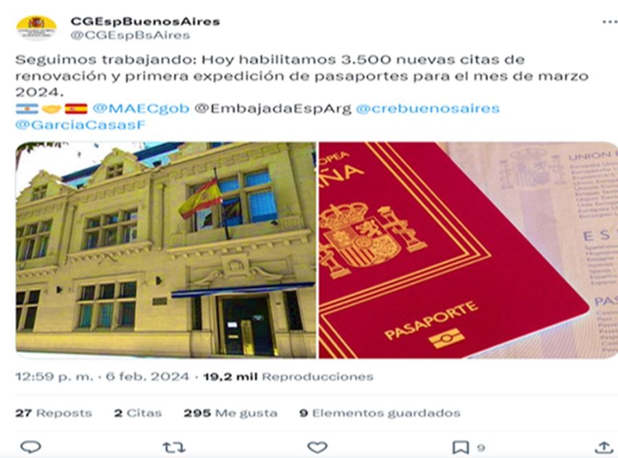 El Consulado General de España en Buenos Aires otorga 3.500 nuevos turnos